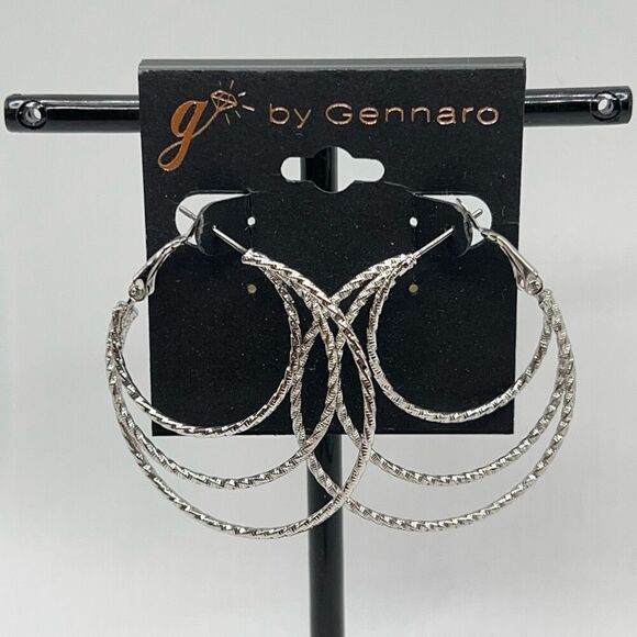 Silver Duo Circle G by Gennaro Earrings - Picture 1 of 6